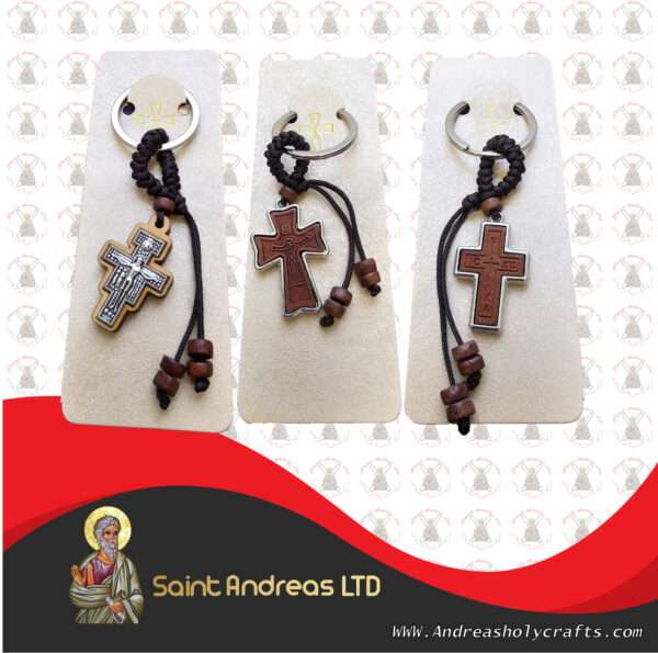 Wooden Cross Key Chain - Image 2