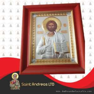 Jesus Nikolaus Silver Icon With Glass