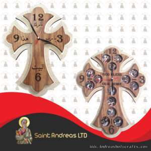 Olive Wood Decorated Wall Clock