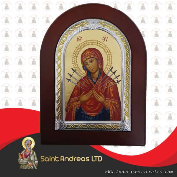 Mary With 7 Swords Frame Nikolaus Silver Icon