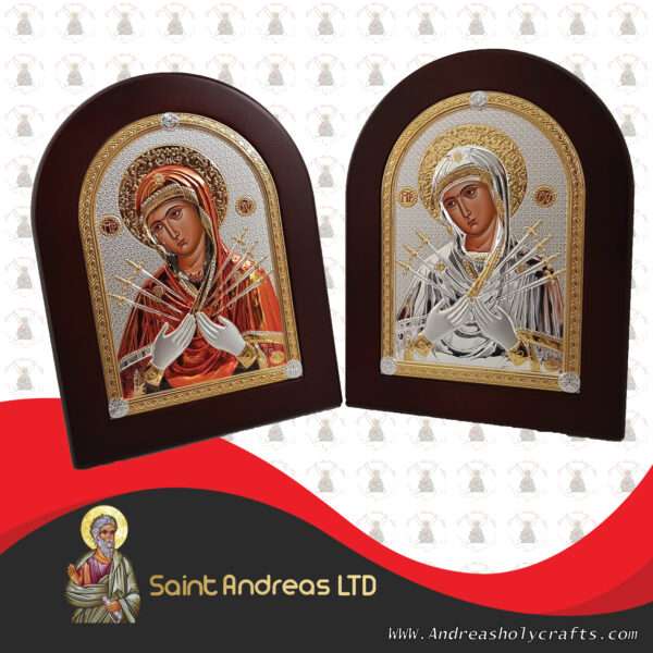 Mary With 7 Swords Nikolaus Silver Icon
