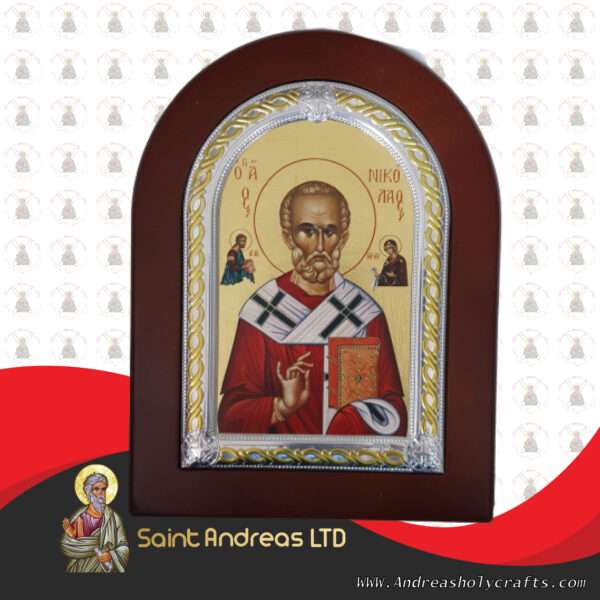 Saint Nicholas Frame Nikolaus Silver Icon