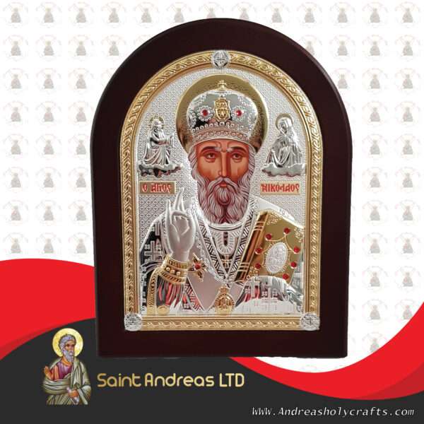 Saint Nicholas Nikolaus Silver Icon