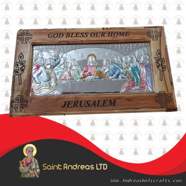 Olive Wood Silver Last Supper Board