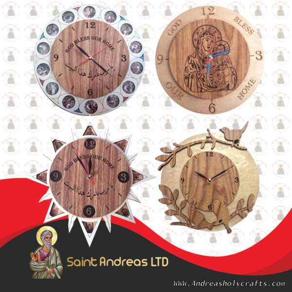 Olive Wood Decorated Wall Clock - Image 2