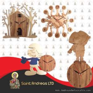 Olive Wood Kids Wall Clock
