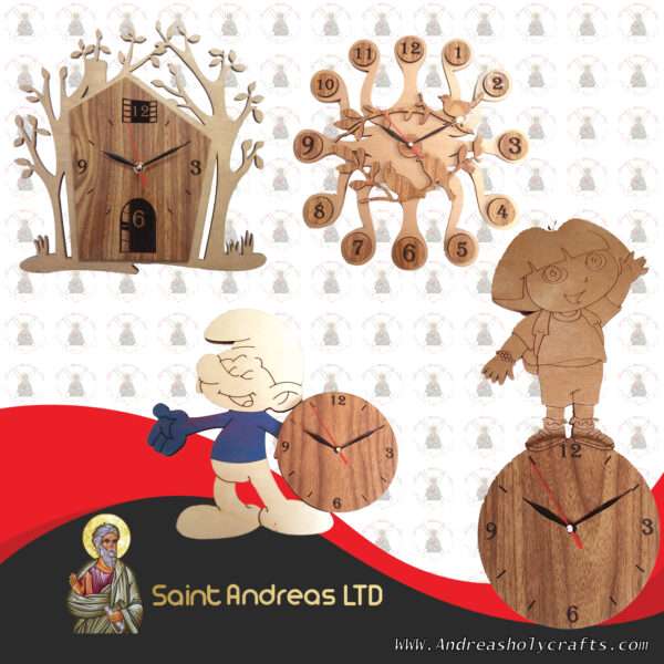 Olive Wood Kids Wall Clock