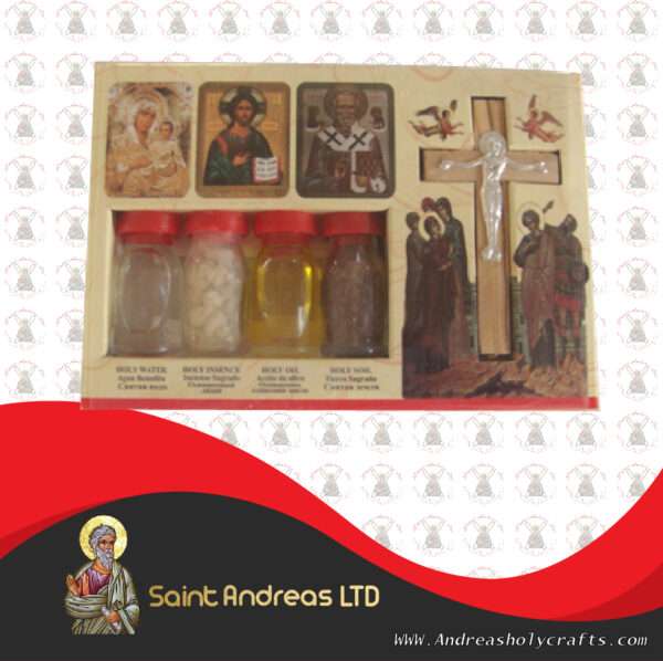 Of 4 Bottles With Icons and Cross