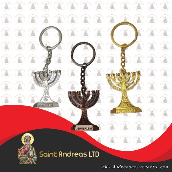 Olive-Wood-Saint-Andreas-Holy-Crafts-Menorah-Key-Chain